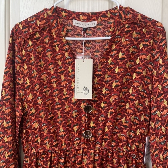 NWT Rowen Avenue Paris Dress in Multi Print Relaxed fall geometrical Dress Small - Picture 5 of 10